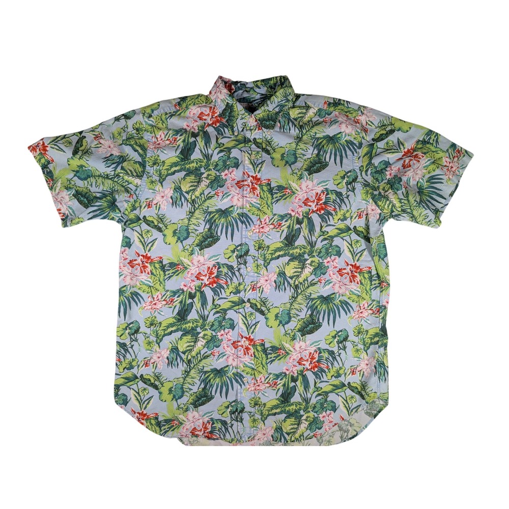 Polo Ralph Lauren Classic Fit Floral Palm Print Shirt Mens Large Tall LT Blue
